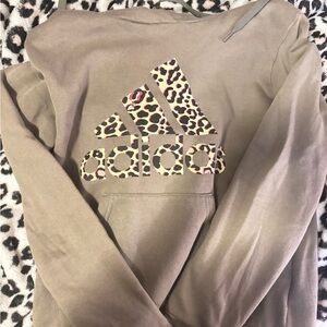 Adidas Tan Hoodie with Leopard Print Logo